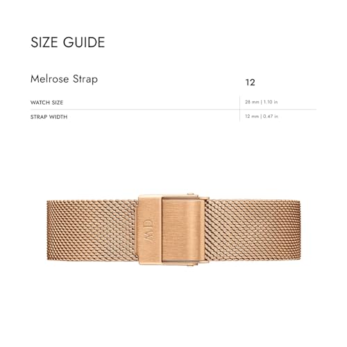 Daniel Wellington Petite Rose Gold Watch Strap - 12mm Mesh Metal Watch Band for Women, 316L Stainless Steel, Soft & Lightweight, PVD Plated Rose Gold, Sliding Clasp - Image 2
