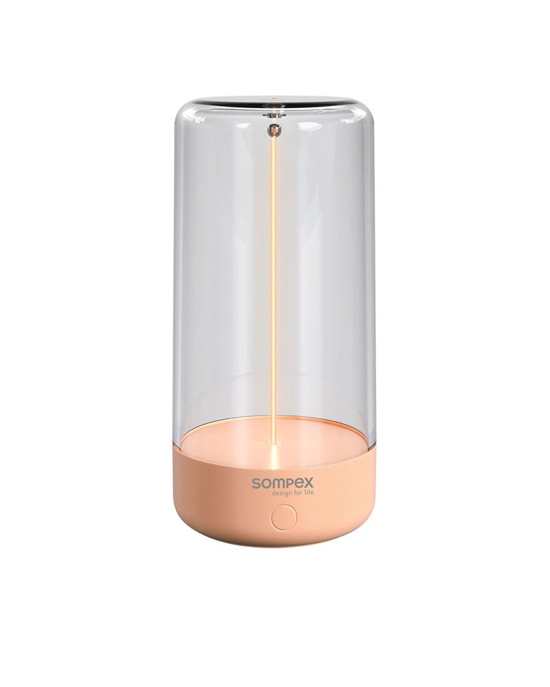 Sompex Pulse Compact Rechargeable Table Lamp | Sleek & Portable LED Light | IP54 (water-resistant) | Brightness memory function | Indoor & Outdoor Use | 3 warm light | 14.5 cm Height - Peach - Image 1