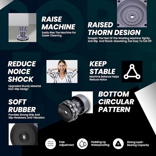 ORBON Extreme Load Anti Vibration Pads for Washing Machine | Washing Machine Feet Pads with Suction Cup | Shock Absorber Noise Cancelling Rubber Pads | Washer Support & Height Adjustment Feet (4 Pc) - Image 5