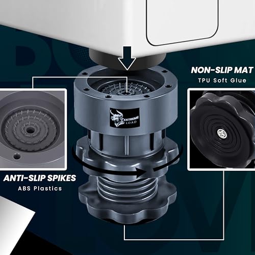 ORBON Extreme Load Anti Vibration Pads for Washing Machine | Washing Machine Feet Pads with Suction Cup | Shock Absorber Noise Cancelling Rubber Pads | Washer Support & Height Adjustment Feet (4 Pc) - Image 3