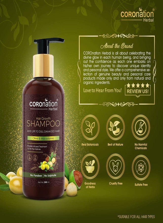 COROnation Herbal شامبو كورونيشن العشبي لنمو الشعر بفوائد زيت الزيتون وزيت المكاديميا للرجال والنساء | لترطيب عميق، وتغذية فروة الرأس، وشعر خالٍ من التجعّد | للشعر الجاف والتالف والمعالج كيميائياً - Image 5