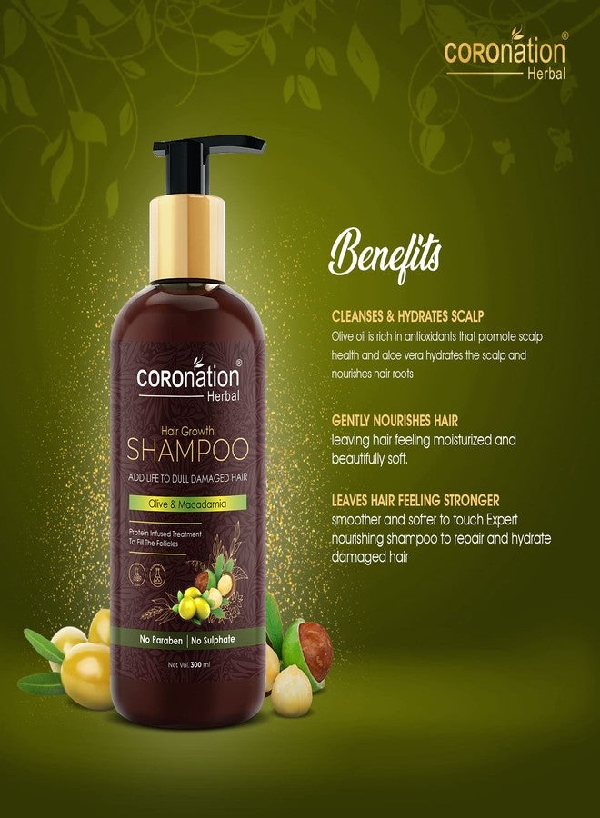 COROnation Herbal شامبو كورونيشن العشبي لنمو الشعر بفوائد زيت الزيتون وزيت المكاديميا للرجال والنساء | لترطيب عميق، وتغذية فروة الرأس، وشعر خالٍ من التجعّد | للشعر الجاف والتالف والمعالج كيميائياً - Image 3