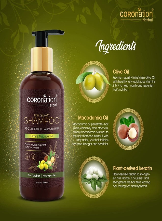 COROnation Herbal شامبو كورونيشن العشبي لنمو الشعر بفوائد زيت الزيتون وزيت المكاديميا للرجال والنساء | لترطيب عميق، وتغذية فروة الرأس، وشعر خالٍ من التجعّد | للشعر الجاف والتالف والمعالج كيميائياً - Image 2