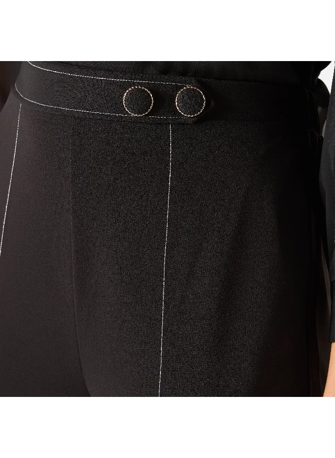 Iconic Iconic Solid Regular Fit Flexi Waist Trousers