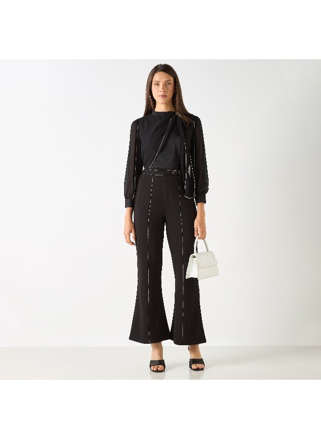 Iconic Iconic Solid Regular Fit Flexi Waist Trousers  - Image 3