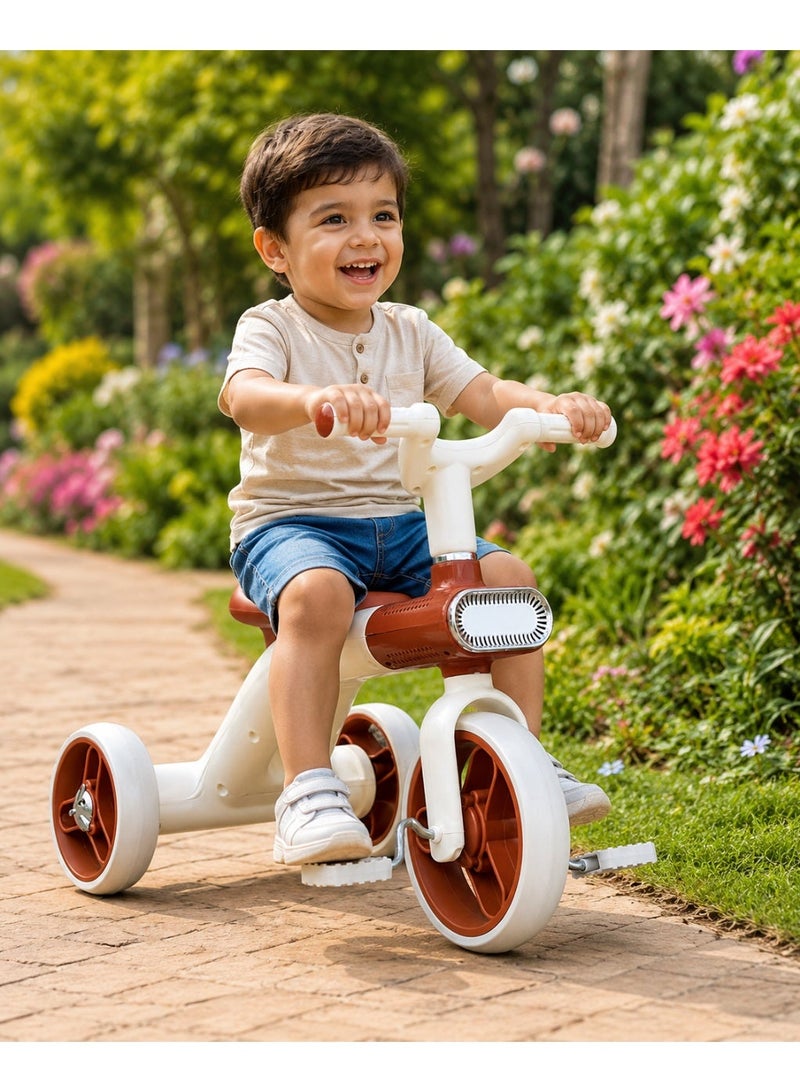 Lacoz Kids Cycle Tricycle Light and  Music with EVA Silent Wheels and Comfortable Seat for Boys & Girls Brown - Image 4