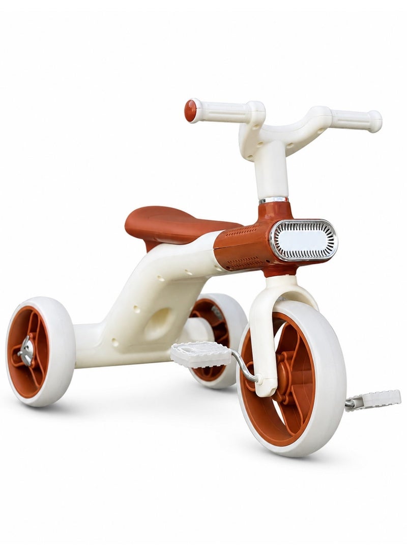 Lacoz Kids Cycle Tricycle Light and  Music with EVA Silent Wheels and Comfortable Seat for Boys & Girls Brown - Image 1