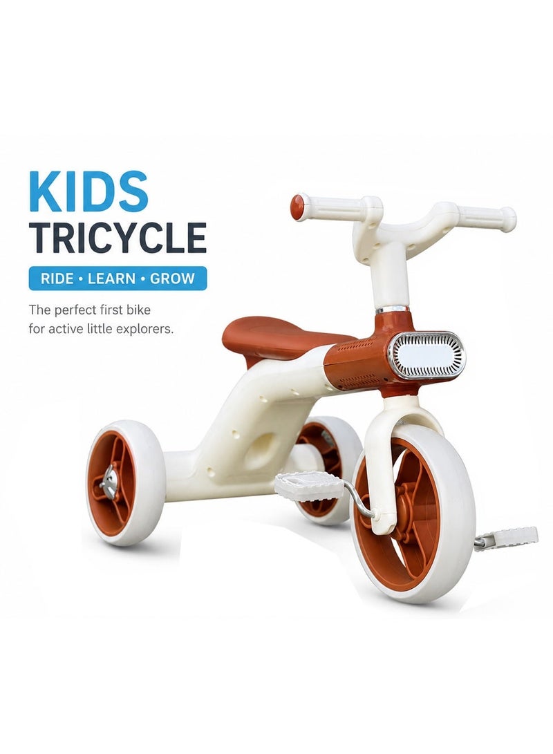 Lacoz Kids Cycle Tricycle Light and  Music with EVA Silent Wheels and Comfortable Seat for Boys & Girls Brown - Image 2