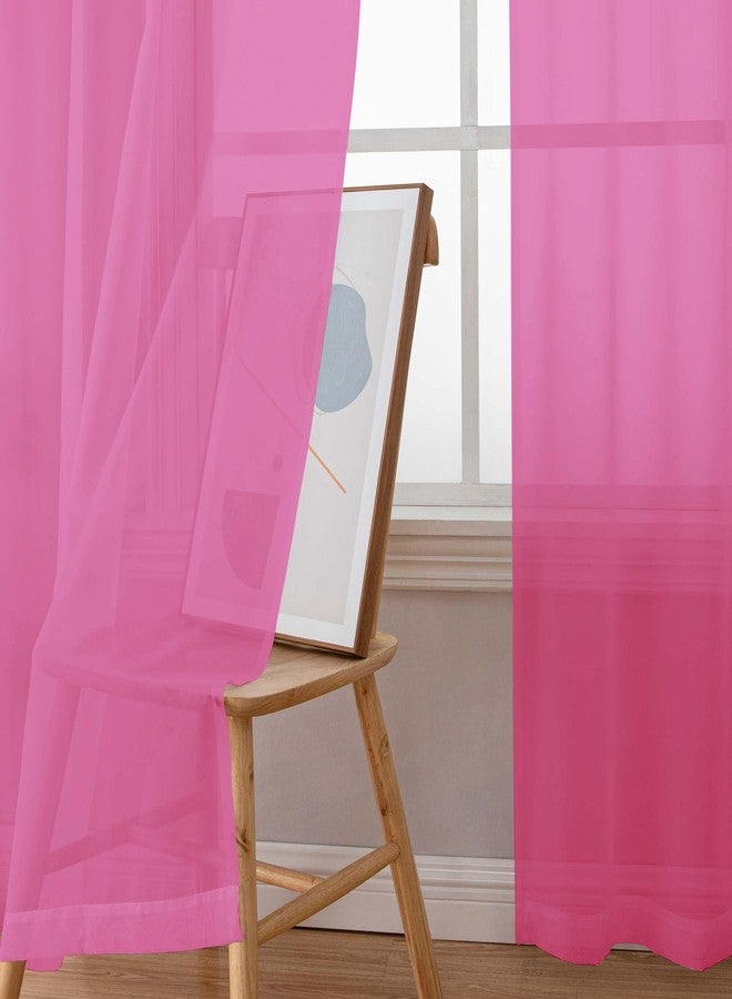 Simplebrand Hot Pink Sheer Curtains 84 Inches Long, Light Filtering Rod Pocket Solid Color Window Sheer Curtain Panels, Elegant Curtains & Drapes for Living Room, Bedroom 2 Panels 42" W x 84" L - Image 5