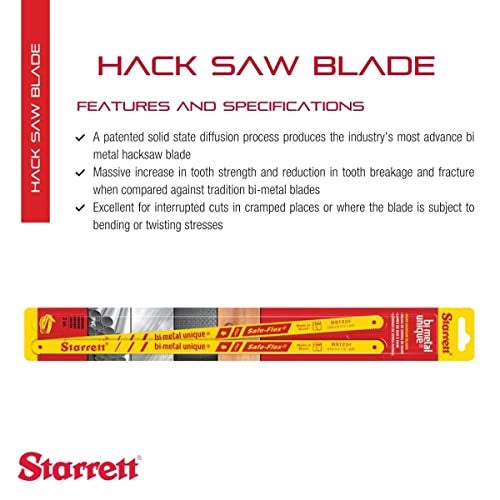 Starrett Bi-Metal Unique HSS Safe-Flex Hand Hacksaw Blade - Ideal for Contractors and Tradesmen - 12" Length, 1/2" Width, 0.024" Thickness, 24 TPI - 2-Pack - KBS1224-2 - Image 2