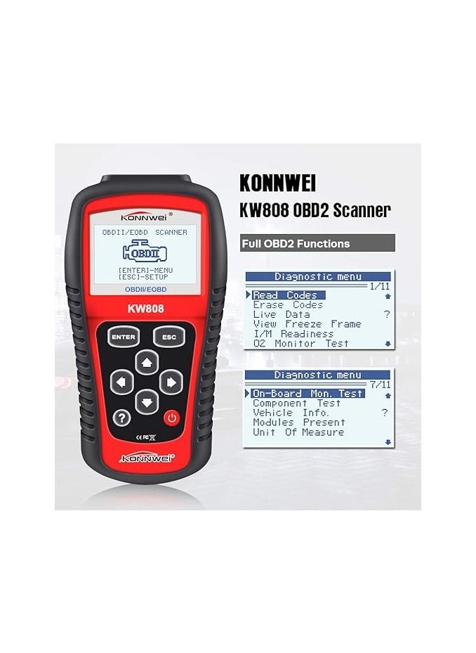 Konnwei KONNWEI KW808 Auto OBDII Code Reader - 2.8" Large Screen OBD2 Scanner with Full Diagnostic Scan Tool Functions , Check Engine Light Fault Code Analyzer for All 1996 and Newer Cars with OBD Protocol  - Image 4