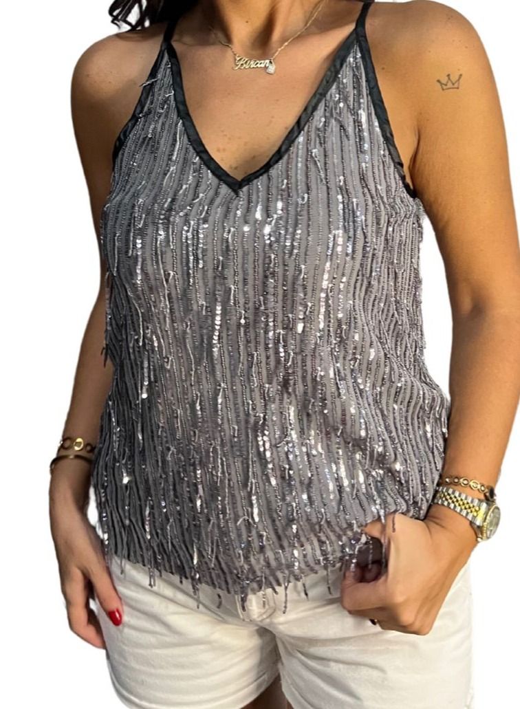 VENTIUP Sequin Blouse Silver  - Image 2