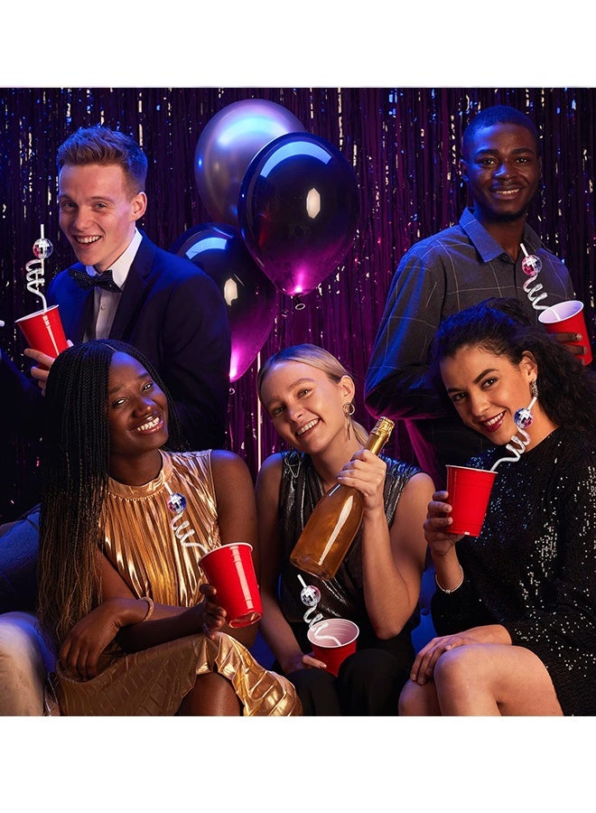 14 Pcs Disco Ball Decorative Paper Straws,Glitter Mirror Facet Party Drinking Straws,Reusable Cocktail Stir Sticks for Bachelorette Bridal Shower Girls Night Birthday Bar Restaurant Drink Decor - Image 5