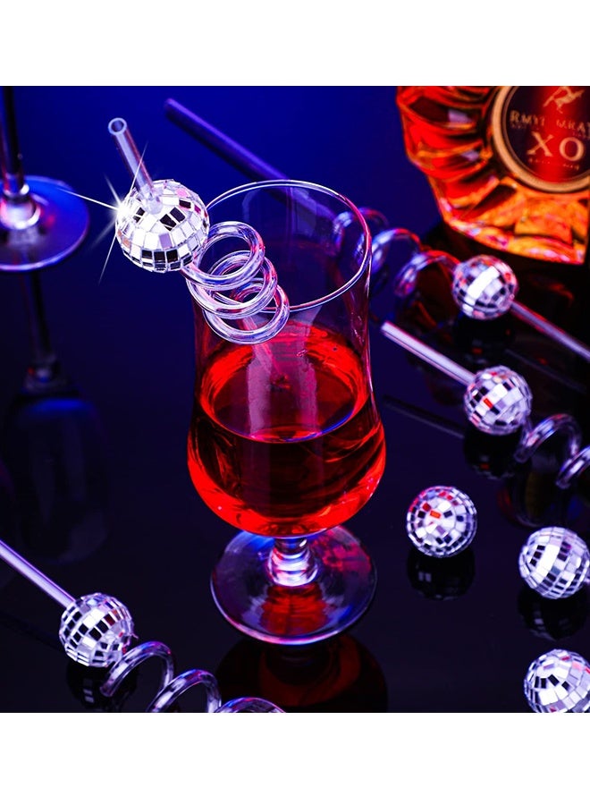 14 Pcs Disco Ball Decorative Paper Straws,Glitter Mirror Facet Party Drinking Straws,Reusable Cocktail Stir Sticks for Bachelorette Bridal Shower Girls Night Birthday Bar Restaurant Drink Decor - Image 3