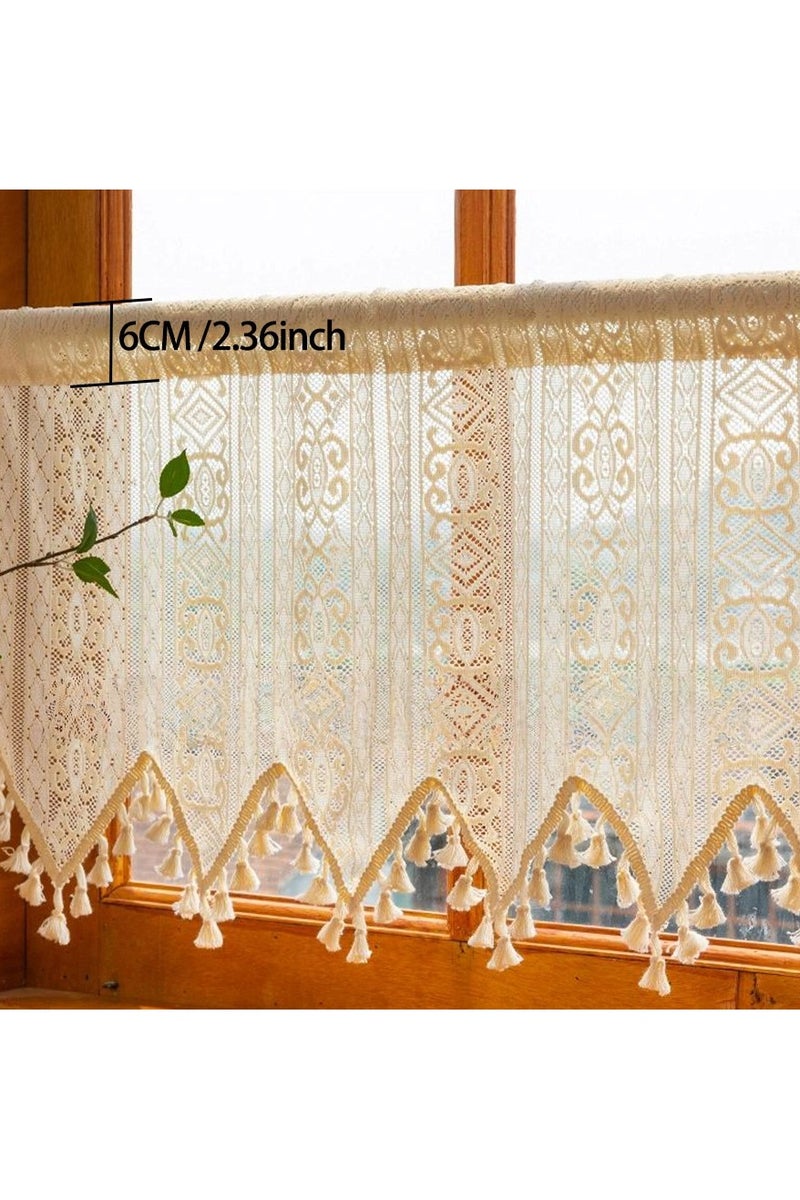 عام ستارة قصيرة صغيرة على الطراز البوهيمي، مزيّنة بالشراشيب، مثالية لنوافذ المزرعة أو عتبة النافذة، سهلة التركيب، تجمع بين الجمال والعملية. - Image 3