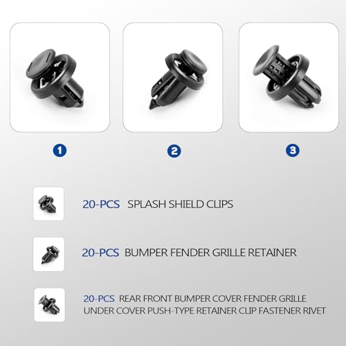 Xislet 6 in 1 Fender Liner Retainer Clips 90682-SEA-003, Front Bumper Fastener 91512-SX0-003, Push-Type Plastic Rivet 91505-S9A-003, Compatible with Honda Acura Accord Civic CR-V Fit Odyssey - 131PCS - Image 3