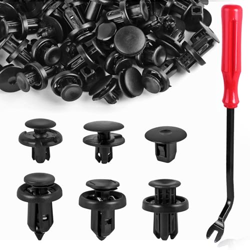 Xislet 6 in 1 Fender Liner Retainer Clips 90682-SEA-003, Front Bumper Fastener 91512-SX0-003, Push-Type Plastic Rivet 91505-S9A-003, Compatible with Honda Acura Accord Civic CR-V Fit Odyssey - 131PCS - Image 1