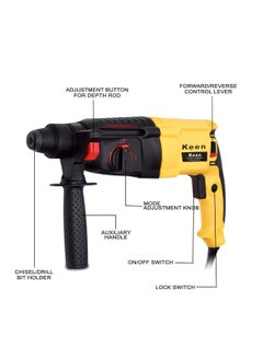 Keen Hammer Drill with 9 pcs accessories for Wall , Steel, Aluminium works, 950W 220-240V 50-60Hz 1600rpm 28 mm - OS-101  - Image 4
