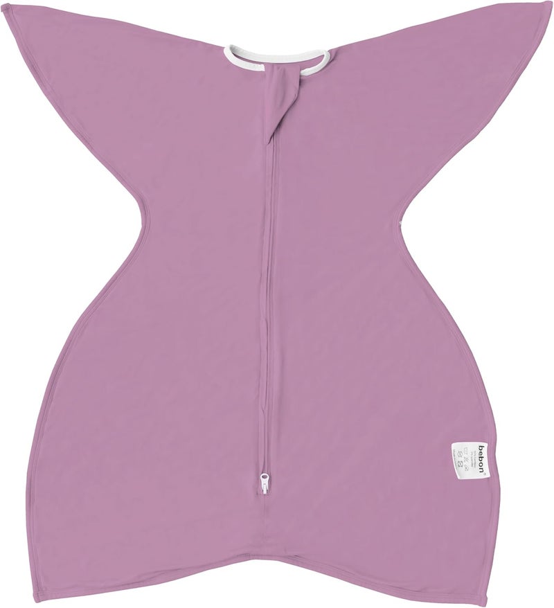 Bebon Transition Swaddle  Baby Wearable Blanket  Cozy Sleep Sack Wrap with 2Way Zipper  95 Bamboo Viscose 5 Spandex Lavender Bliss Small 48 Month - Image 1