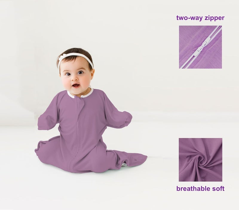 Bebon Transition Swaddle  Baby Wearable Blanket  Cozy Sleep Sack Wrap with 2Way Zipper  95 Bamboo Viscose 5 Spandex Lavender Bliss Small 48 Month - Image 5