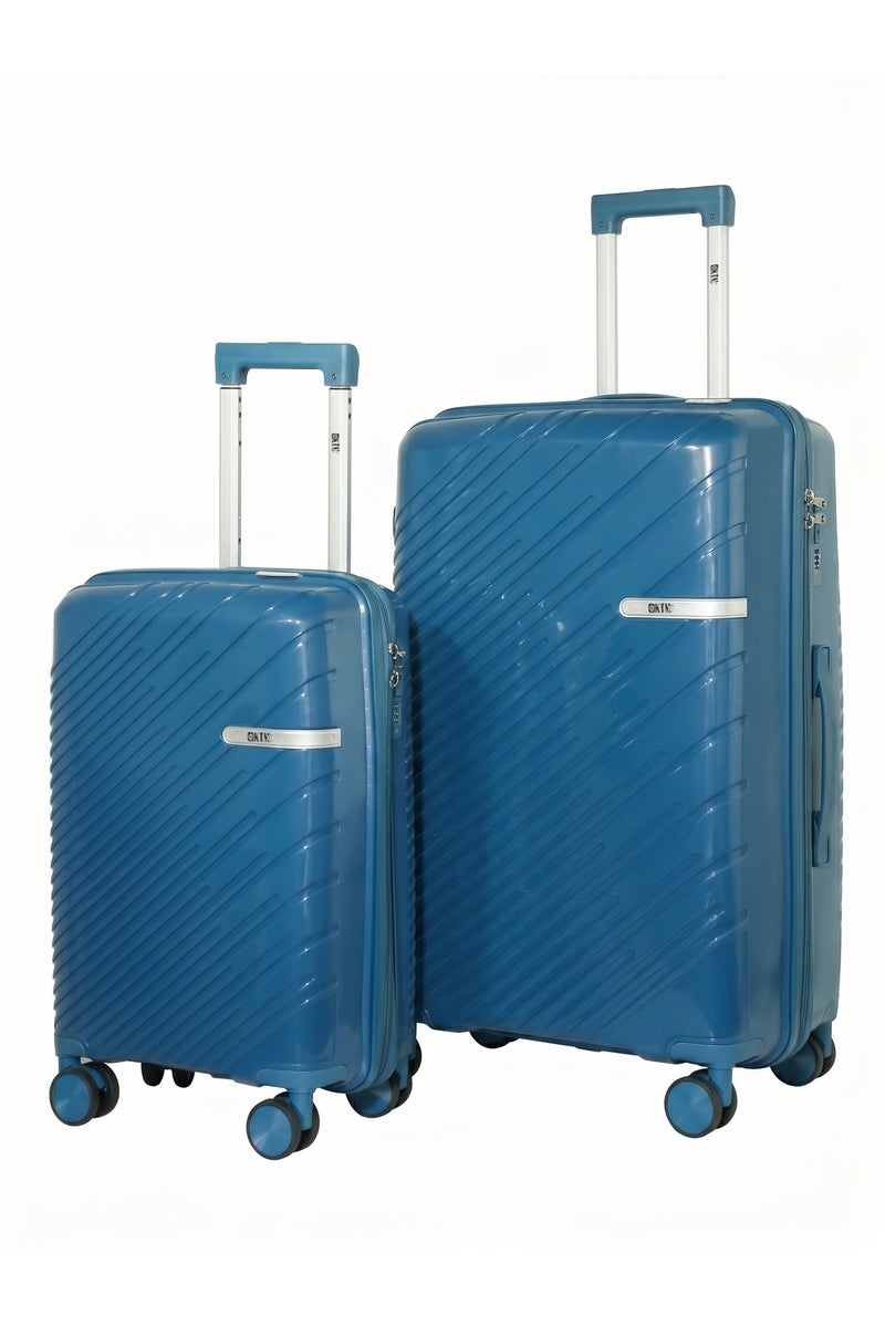 KTMC Polypropylene Luggage 20" Carry-On & 28" Check-in Suitcases, H-8882 Pearl Blue - Image 1