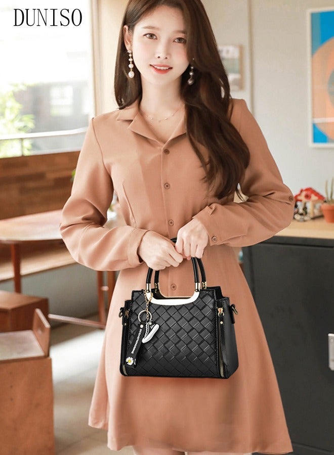 DUNISO Women's Vintage Tote Bag Handbags Faux Leather Shoulder Bag Ladies Fashion Designer Satchel Crossbody Bag with Detachable Strap for Ladies - Image 2