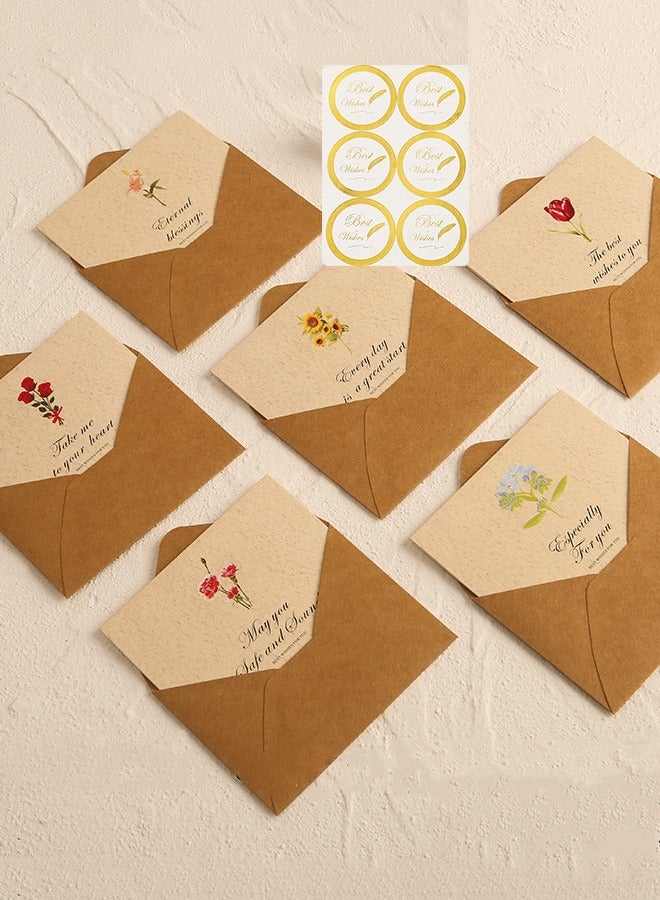 BF HOME 6 Packs Greeting Card Floral Designs of Greeting Cards with Envelopes, Stickers, Blank Note Cards for Friend - Image 1