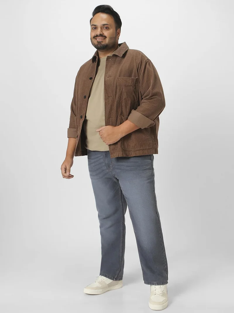 Urbano Fashion  Urbano Plus Men's Grey Regular Fit Washed Jeans Stretchable  | Best Price UAE