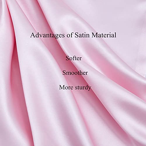 URLINENS Satin Pillowcase for Hair and Skin, Vegan Silk Pillowcase Set-2 Pink Satin Pillowcases, 1 Eye Mask, 1 Scrunchie-Luxury Sleep Set, Silky Standard Satin Pillow Cases with Envelope Closure - Image 5