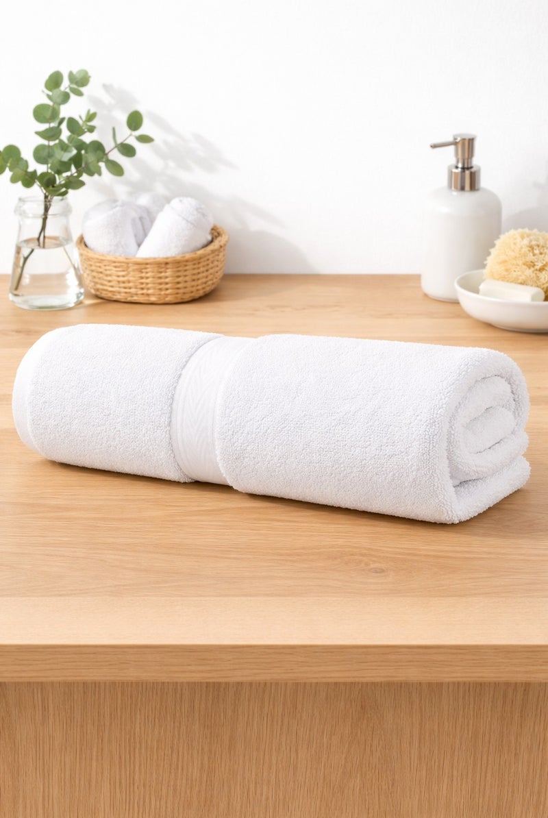 NextHIAS Luxury Cotton Bath Towel 70x140 cm - Premium Hotel & Spa Quality White Towel, Highly Absorbent, Quick-Drying, Ultra-Soft for Bathroom, Gym & Guest Use (Pack of 1) - Image 1