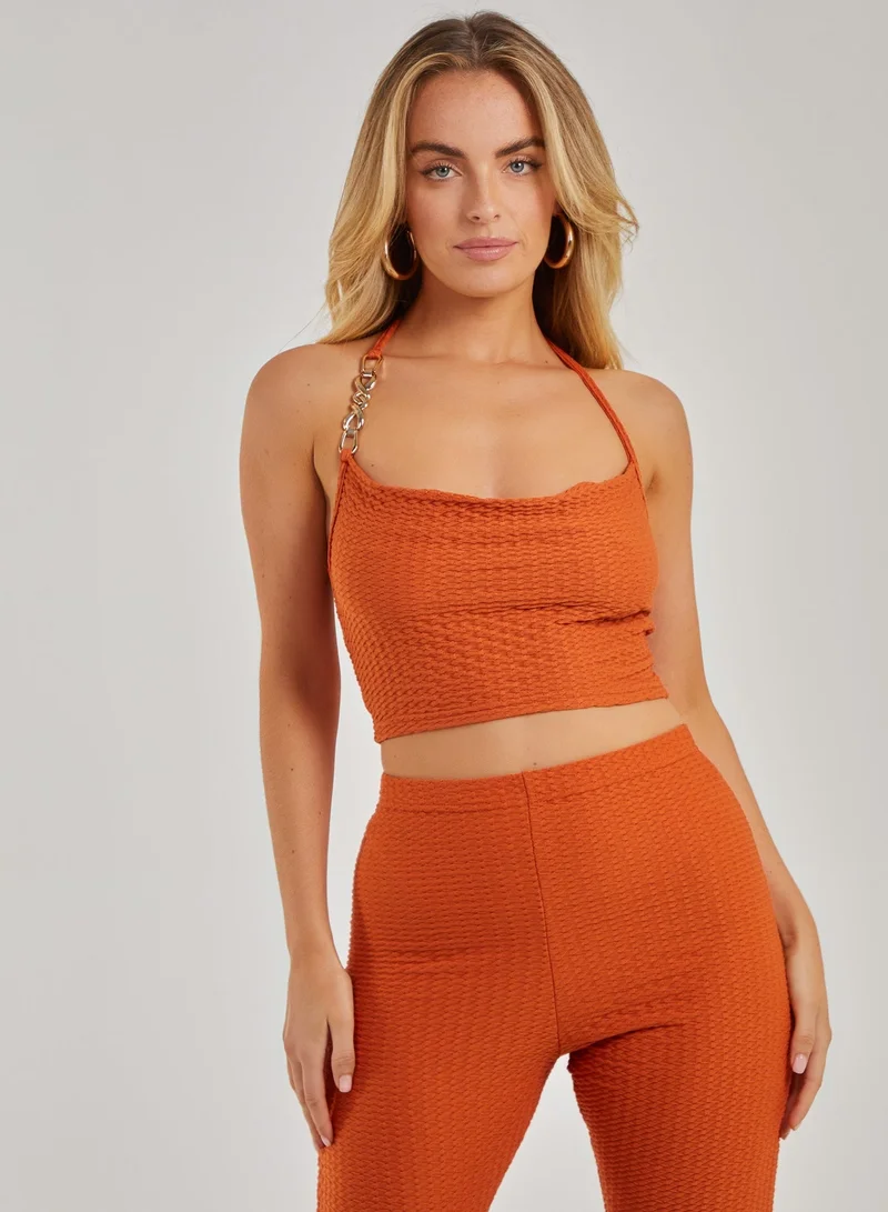 Pink Vanilla Waffle Chain Gold Top