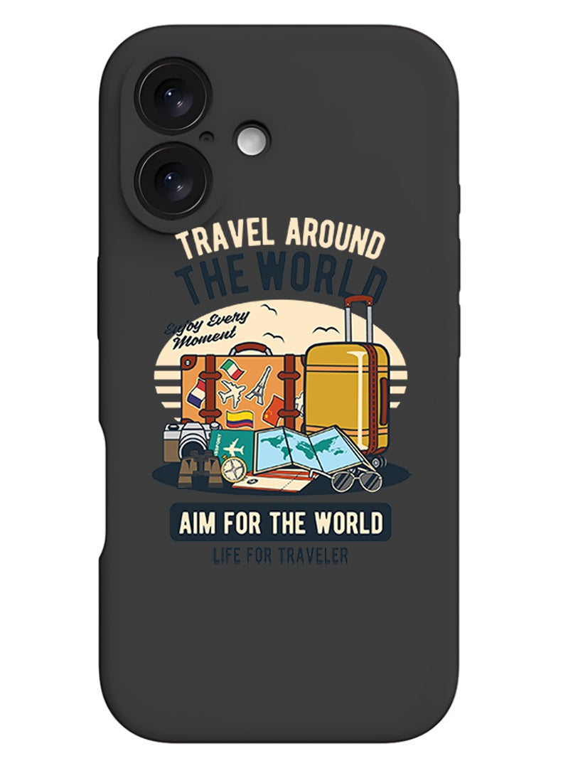 Theodor Protective Slim Fit Case Liquid Silicone Cover with Full Body Protection Anti-Scratch Shockproof Case For Apple iPhone 17 (Black) Aim for the world - Image 1