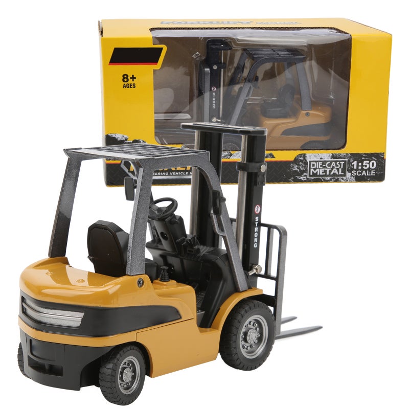 Heavy-Duty Alloy Forklift Model Die-Cast Engineering Vehicle - Non-Toxic Durable Static Display Toy for Kids Adult Collectors Home Decoration - Image 1