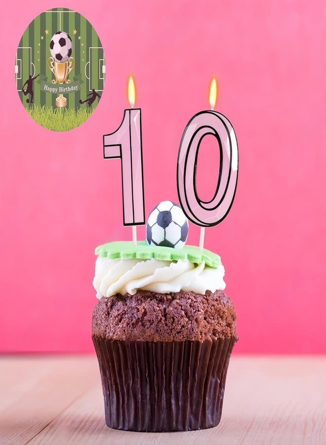 OGnomiFX Pink Soccer Birthday Candle - Number 10 Candle, Pink & Black Legendary Player Cake Topper for Girls and Boys, Sport Soccer Birthday Party Decorations - Image 3