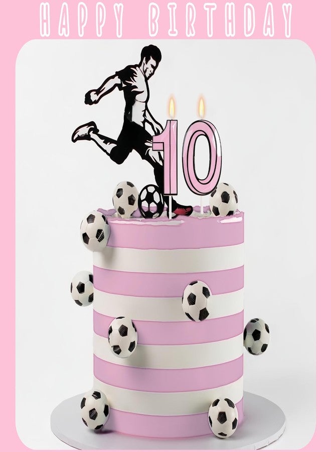 OGnomiFX Pink Soccer Birthday Candle - Number 10 Candle, Pink & Black Legendary Player Cake Topper for Girls and Boys, Sport Soccer Birthday Party Decorations - Image 4