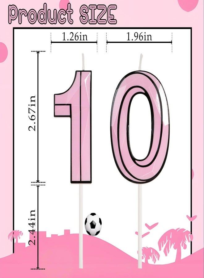 OGnomiFX Pink Soccer Birthday Candle - Number 10 Candle, Pink & Black Legendary Player Cake Topper for Girls and Boys, Sport Soccer Birthday Party Decorations - Image 2