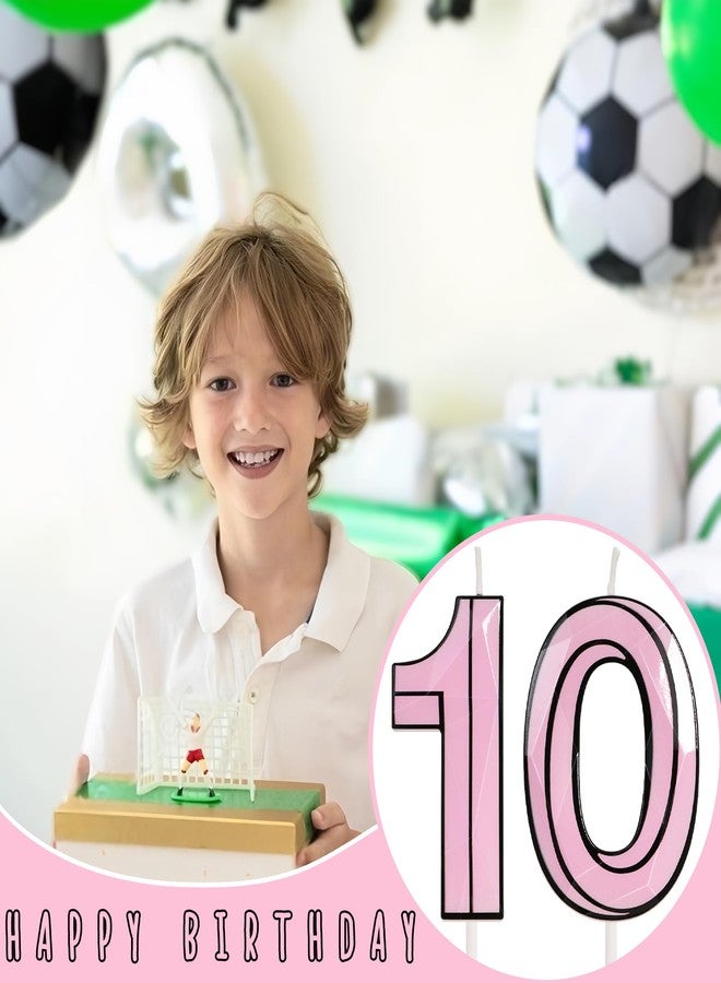 OGnomiFX Pink Soccer Birthday Candle - Number 10 Candle, Pink & Black Legendary Player Cake Topper for Girls and Boys, Sport Soccer Birthday Party Decorations - Image 5