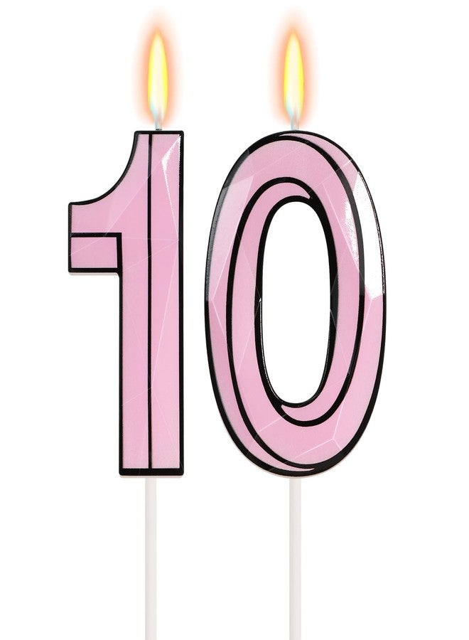 OGnomiFX Pink Soccer Birthday Candle - Number 10 Candle, Pink & Black Legendary Player Cake Topper for Girls and Boys, Sport Soccer Birthday Party Decorations - Image 1