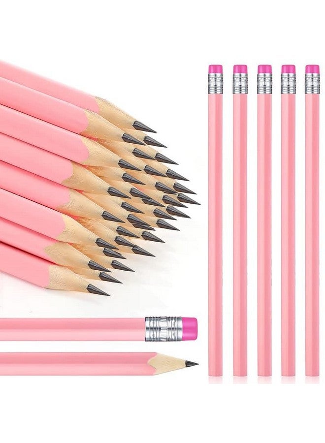 Tinlade 50 Pcs Triangular Grip Pencils Wedding Pencils Hb Graphite Pencil Pack Wood Pencils With Eraser For Back To School Drawing Sketching Bridal Shower Office Supplies(Pink) - Image 1