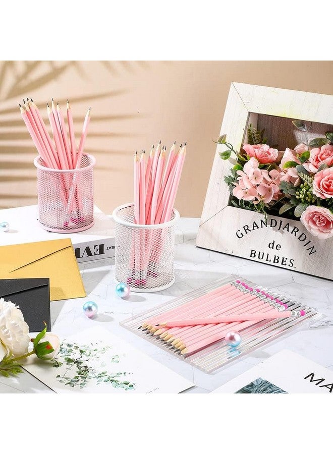 Tinlade 50 Pcs Triangular Grip Pencils Wedding Pencils Hb Graphite Pencil Pack Wood Pencils With Eraser For Back To School Drawing Sketching Bridal Shower Office Supplies(Pink) - Image 3