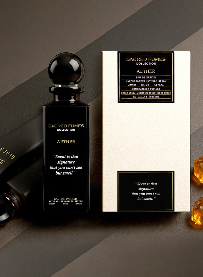 ديفينا مجموعة ساكريد فيوم، عطر إيثر ١٠٠ مل - عطر عود فاخر للرجال | نفحات من الجلد والباتشولي والعود لرائحة قوية تدوم طويلًا - Image 2