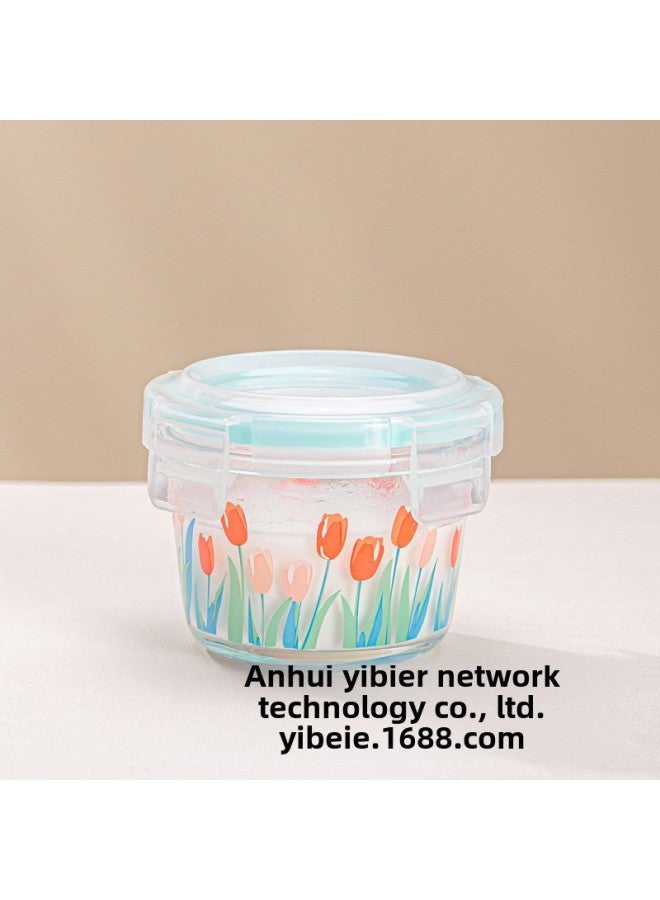 High Borosilicate Glass Lunch Box Baby Food Supplementary Box Freezer Mini Portable Fresh-keeping Bowl Sealed Storage Box-Specifications:Strawberry Sister Square Food Supplement Box  - Image 5