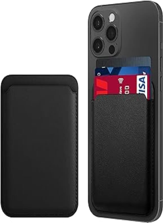 Dl3 Mobilak Magnetic Wallet Card Holder Compatible with Apple MagSafe Wallet for iPhone 14 Pro Max/14 Pro/14/14 Plus, Mag Safe Wallet for iPhone 13 Pro Max/13 Pro/13/Mini/iPhone 12 Series (Black) 