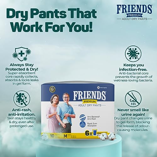 Friends Premium Adult Diaper M Size Pants | 40 Count (Medium) | Waist 25 – 48 inch |12 Hrs Protection | Leakproof | Quick & Even Absorption | Unisex| Wetness Indicator | Odour Lock | Superior Softness | Elastic Waist & Anti-Bacterial Absorbent Core - Image 5