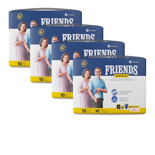 Friends Premium Adult Diaper M Size Pants | 40 Count (Medium) | Waist 25 – 48 inch |12 Hrs Protection | Leakproof | Quick & Even Absorption | Unisex| Wetness Indicator | Odour Lock | Superior Softness | Elastic Waist & Anti-Bacterial Absorbent Core - Image 1
