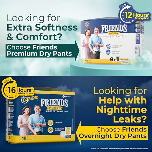 Friends Premium Adult Diaper M Size Pants | 40 Count (Medium) | Waist 25 – 48 inch |12 Hrs Protection | Leakproof | Quick & Even Absorption | Unisex| Wetness Indicator | Odour Lock | Superior Softness | Elastic Waist & Anti-Bacterial Absorbent Core - Image 3