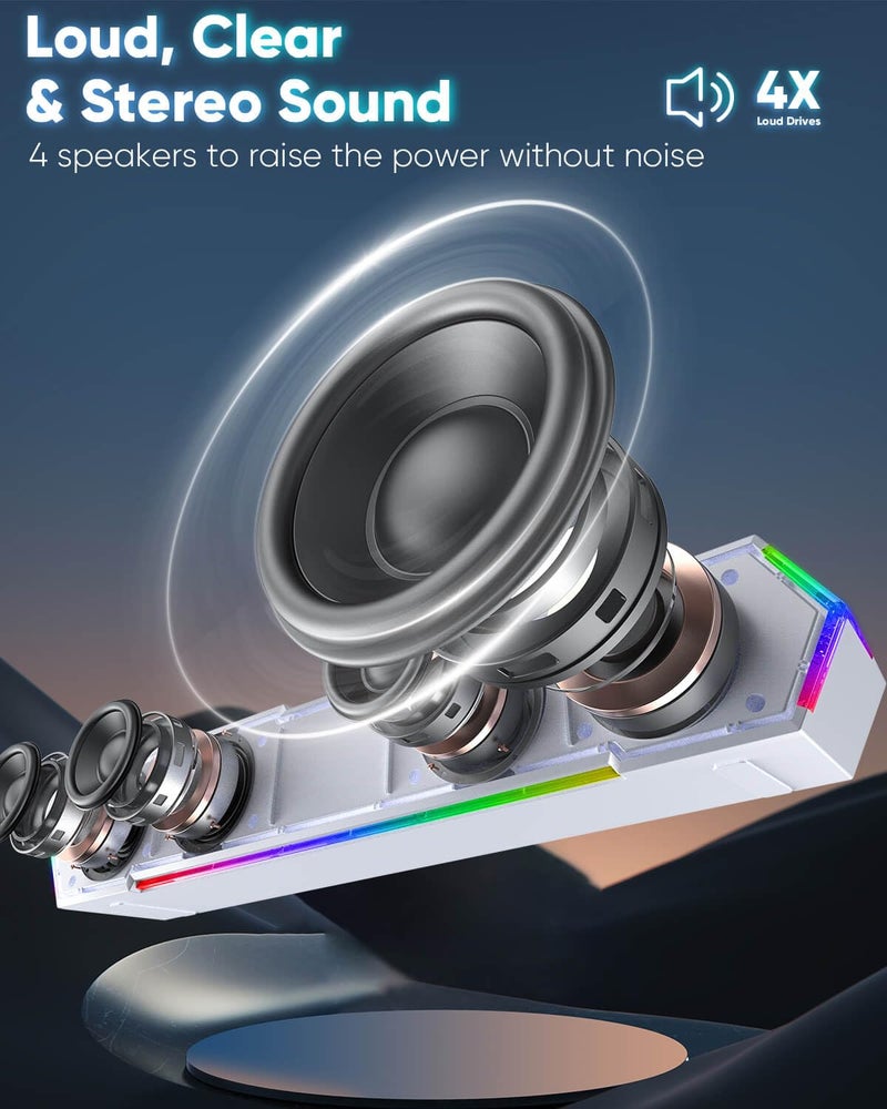 LENRUE G11 Computer Speakers for Desktop, Touch Lights PC Speakers with Surge Clear Sound, USB C/USB Powered for Computer Desktop PC Laptop Monitor (White) - Image 2