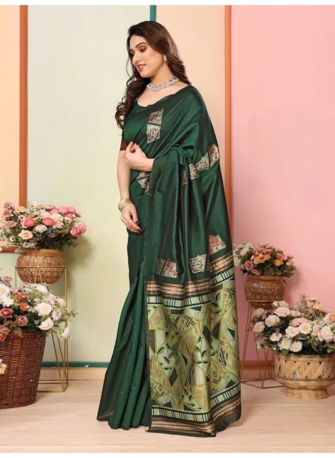 Sidhidata ساري حريمي ناعم Kanjeevaram Banarasi من Siddhidaata مع بلوزة غير مخيطة PS - Image 3
