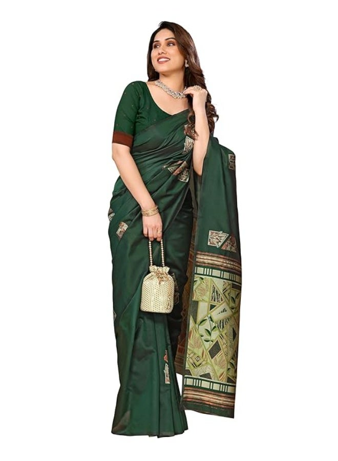 Sidhidata ساري حريمي ناعم Kanjeevaram Banarasi من Siddhidaata مع بلوزة غير مخيطة PS - Image 1