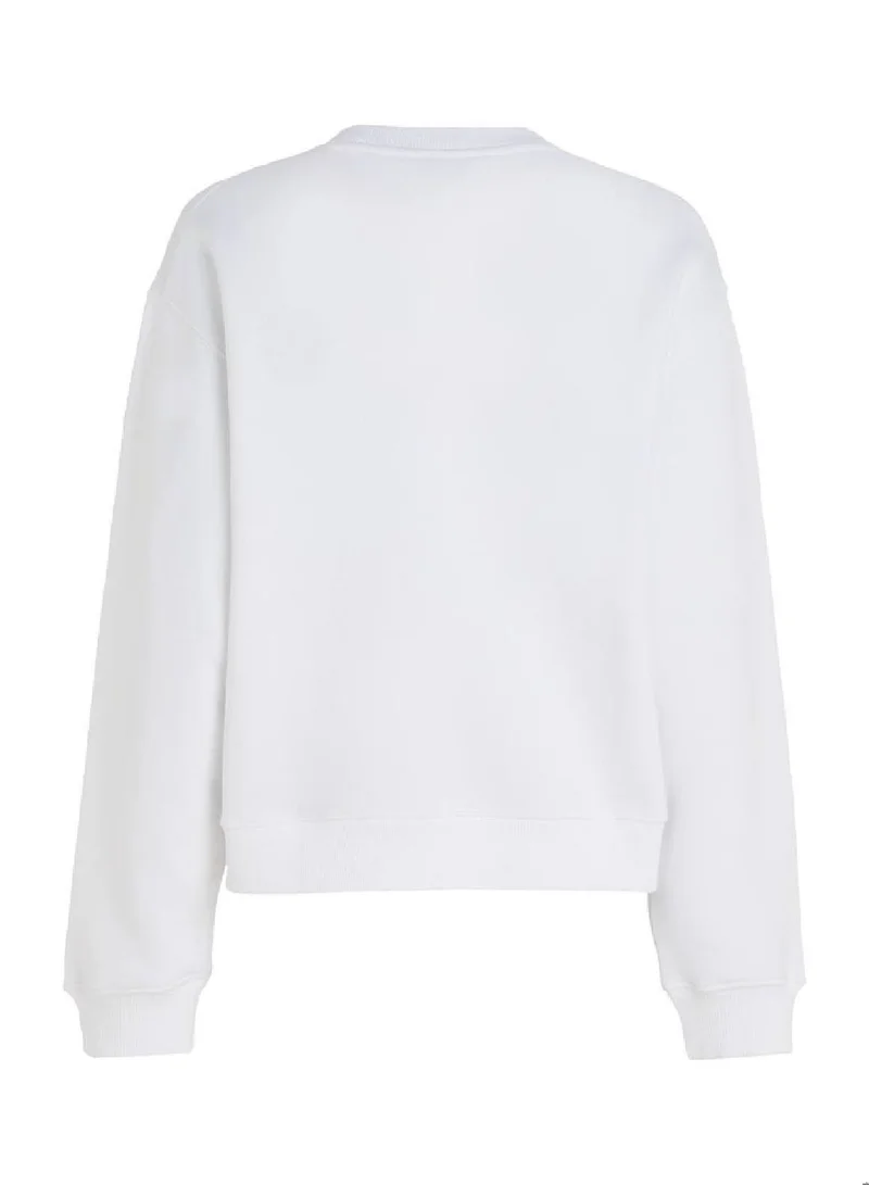TOMMY HILFIGER Women's Modern Signature Logo Sweatshirt -  Cotton blend, White